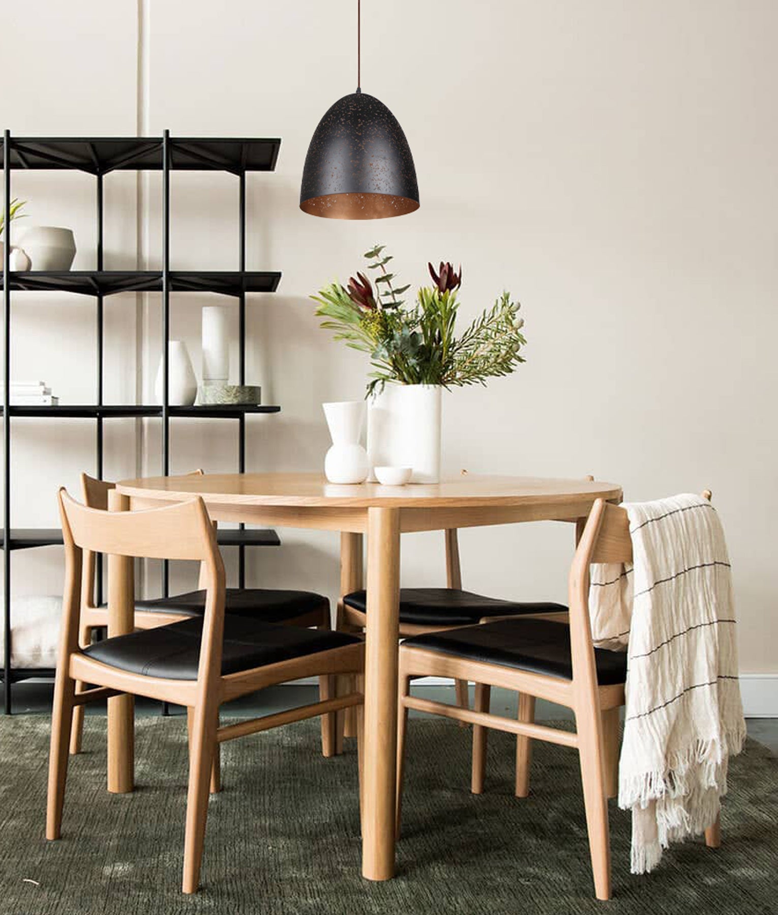 CELESTE: Bohemian Rustic Ellipse Shape Pendant Light