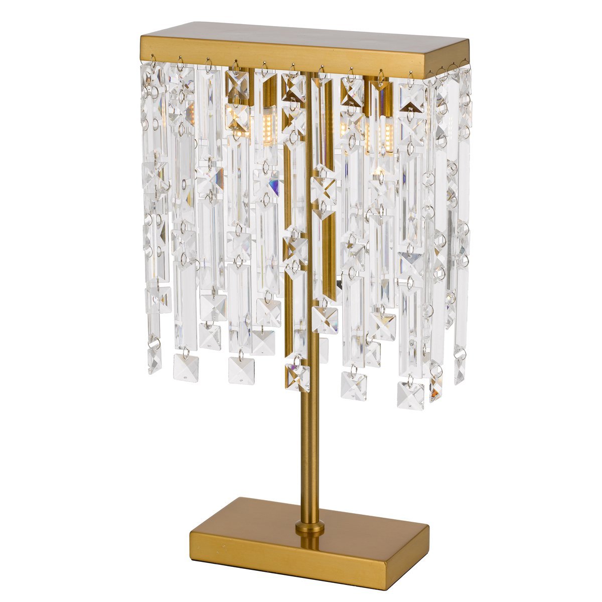 Cerone 2 Light Table Lamp in Antique Gold with Clear Crystals