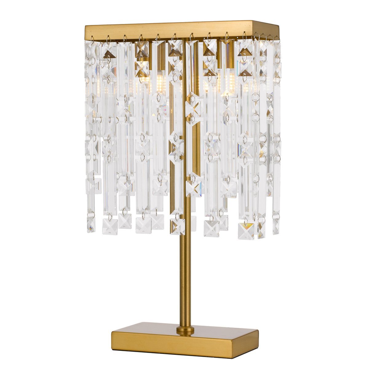 Cerone 2 Light Table Lamp in Antique Gold with Clear Crystals