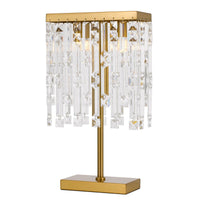 Thumbnail for Cerone 2 Light Table Lamp in Antique Gold with Clear Crystals