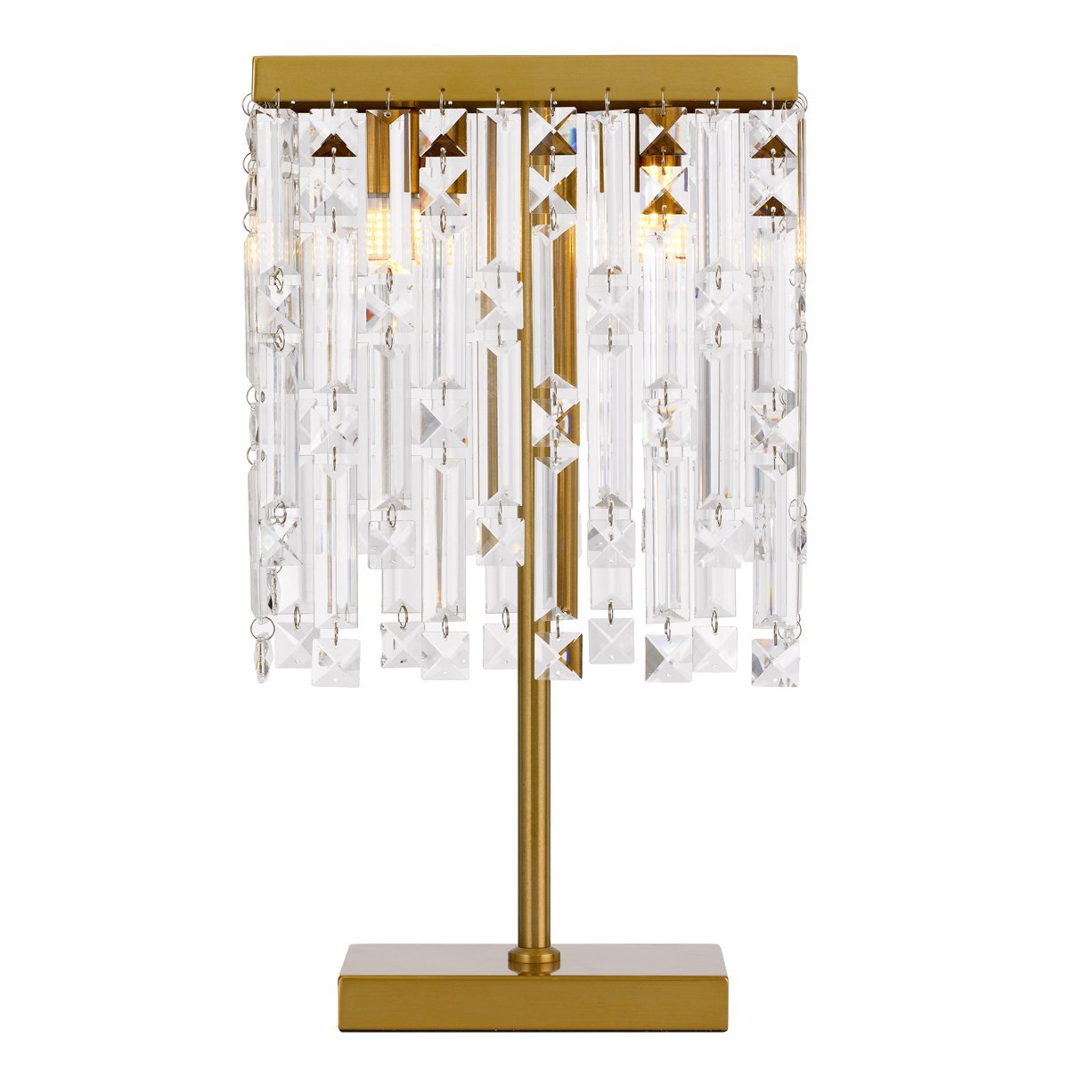 Cerone 2 Light Table Lamp in Antique Gold with Clear Crystals