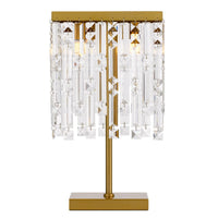 Thumbnail for Cerone 2 Light Table Lamp in Antique Gold with Clear Crystals