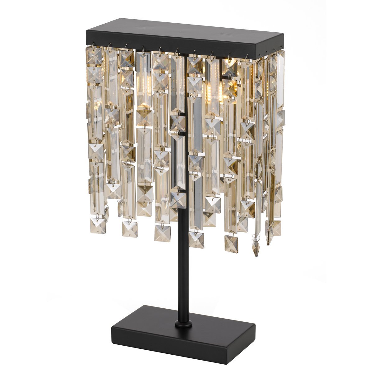 Cerone 2 Light Table Lamp in Black with Champagne Crystals