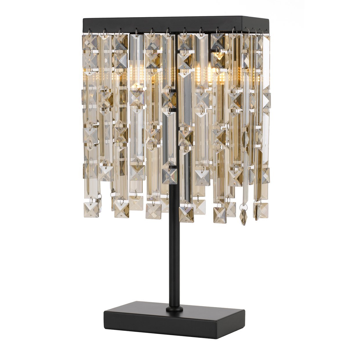 Cerone 2 Light Table Lamp in Black with Champagne Crystals