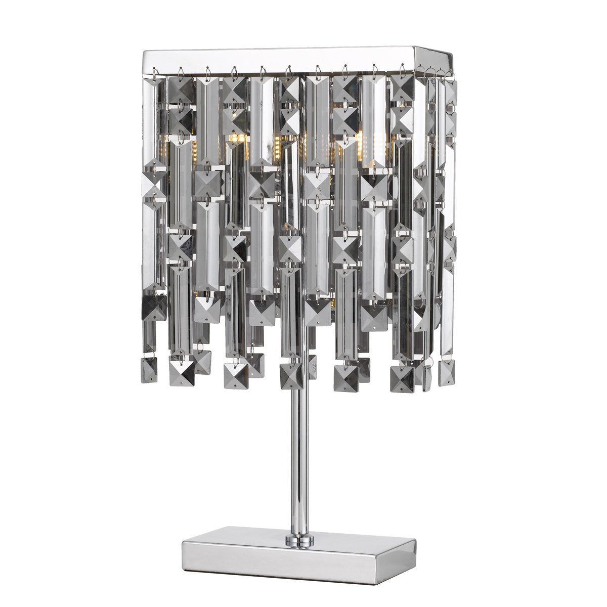 Cerone 2 Light Table Lamp in Chrome with Smoke Crystals