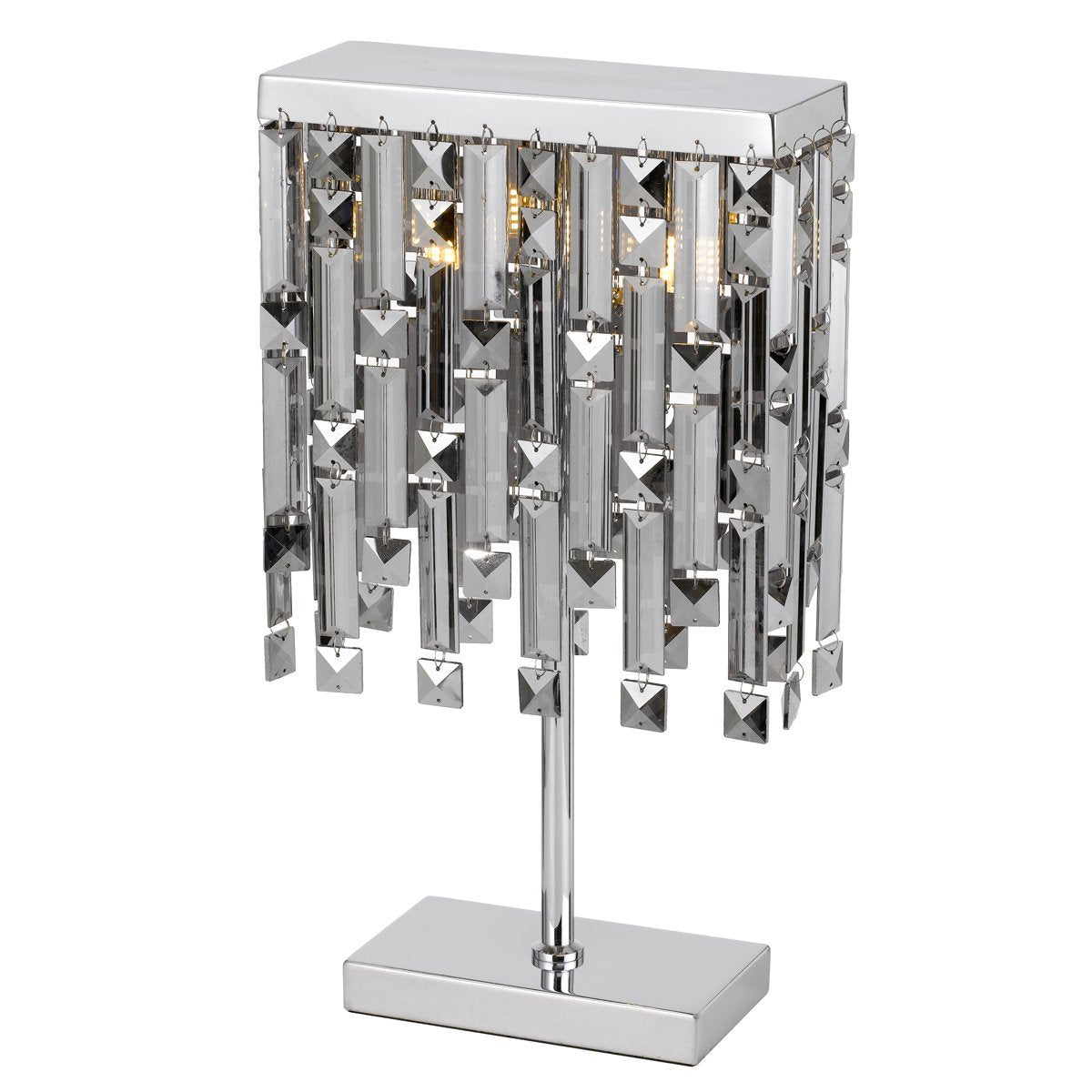 Cerone 2 Light Table Lamp in Chrome with Smoke Crystals