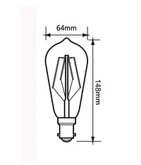 Thumbnail for ST64 Pear Shape LED Filament Dimmable Globes Clear Diffuser (8W)