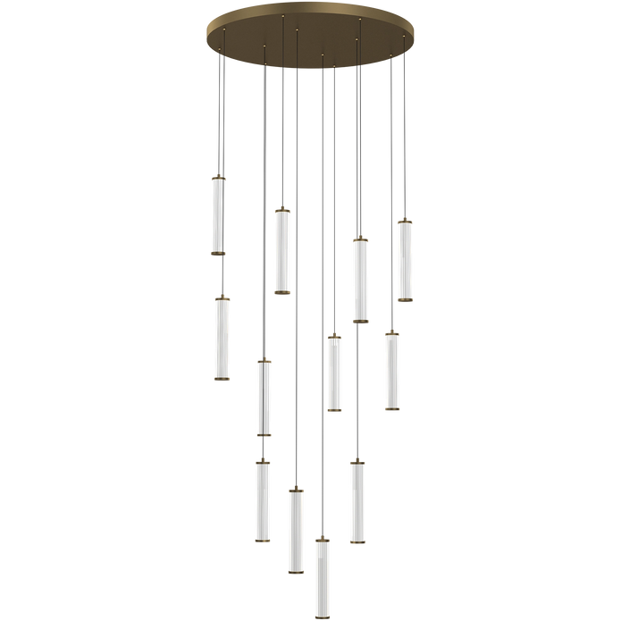 Charm Brass with Clear Cord 120W 12 Light CCT LED Cluster Pendant