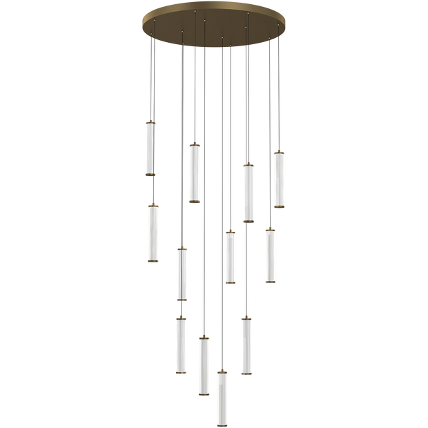 Charm Brass with Clear Cord 120W 12 Light CCT LED Cluster Pendant