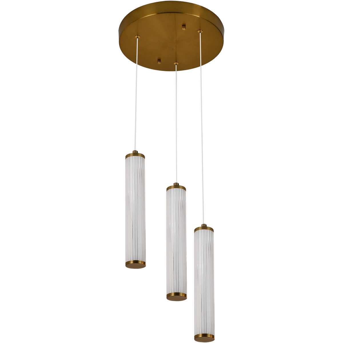 Charm Brass with Clear Cord 30W 3 Light CCT LED Cluster Pendant