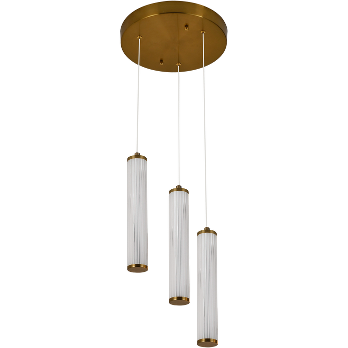 Charm Brass with Clear Cord 30W 3 Light CCT LED Cluster Pendant