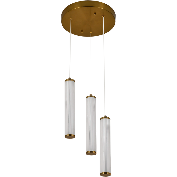 Charm Brass with Clear Cord 30W 3 Light CCT LED Cluster Pendant
