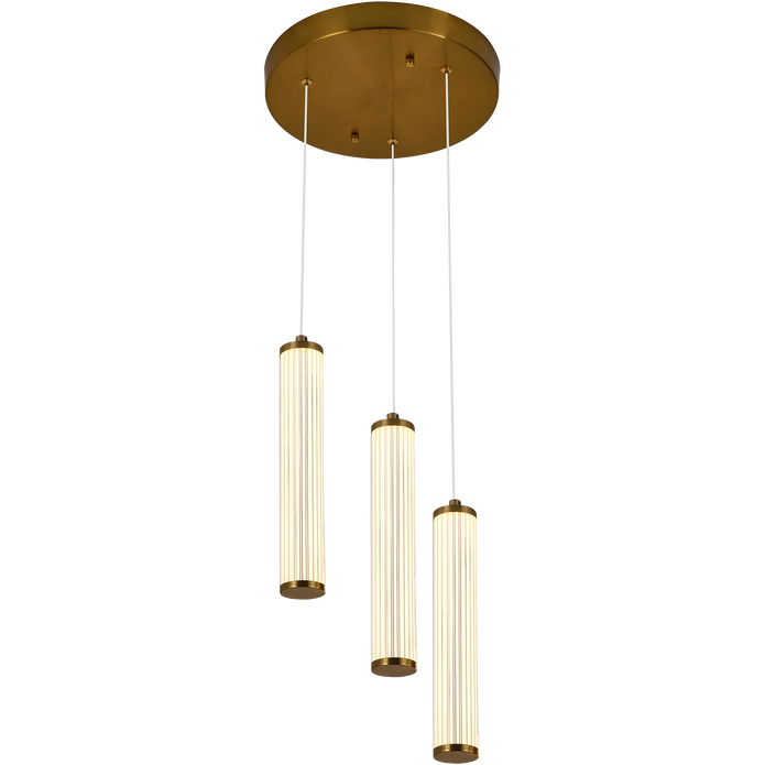 Charm Brass with Clear Cord 30W 3 Light CCT LED Cluster Pendant