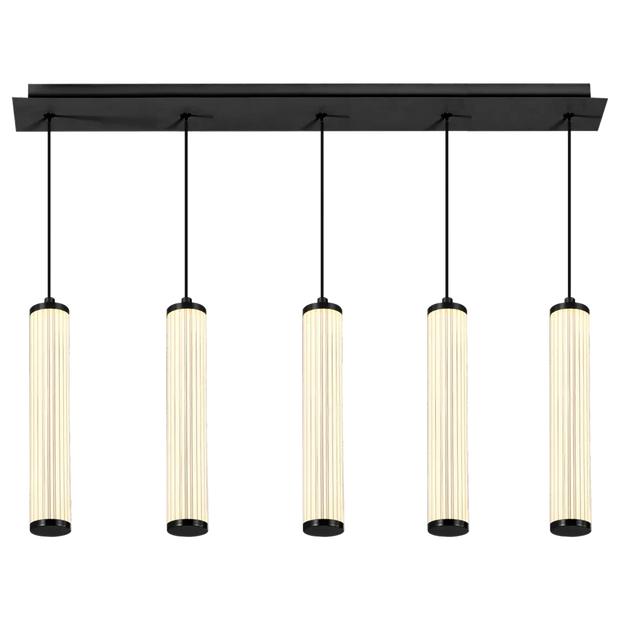 Charm Black with Black Cord 50W 5 Light CCT LED Bar Pendant