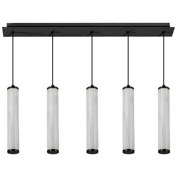 Charm Black with Black Cord 50W 5 Light CCT LED Bar Pendant