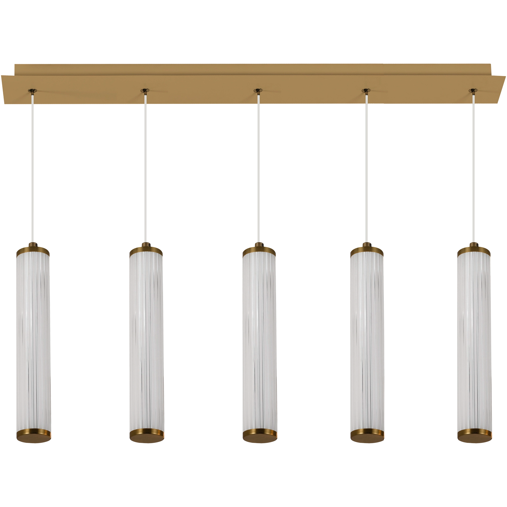 Charm Brass with Clear Cord 50W 5 Light CCT LED Bar Pendant