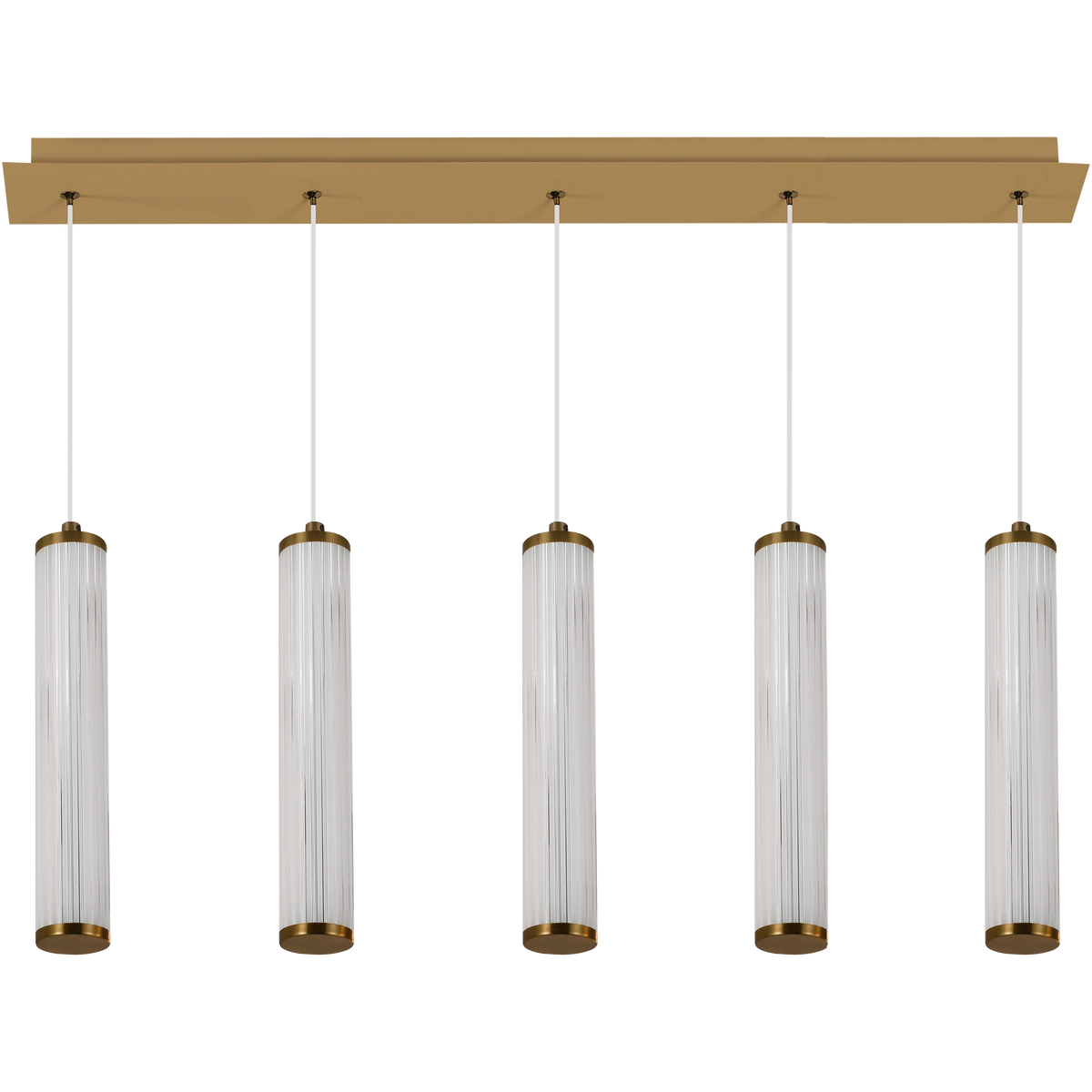 Charm Brass with Clear Cord 50W 5 Light CCT LED Bar Pendant