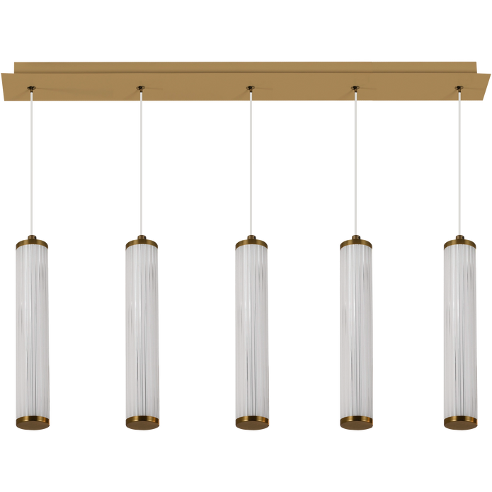 Charm Brass with Clear Cord 50W 5 Light CCT LED Bar Pendant