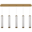 Charm Brass with Clear Cord 50W 5 Light CCT LED Bar Pendant