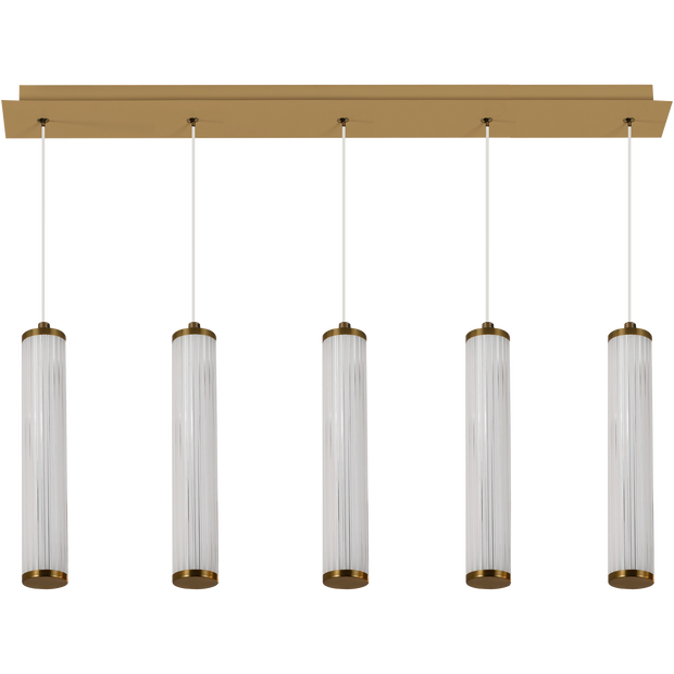 Charm Brass with Clear Cord 50W 5 Light CCT LED Bar Pendant