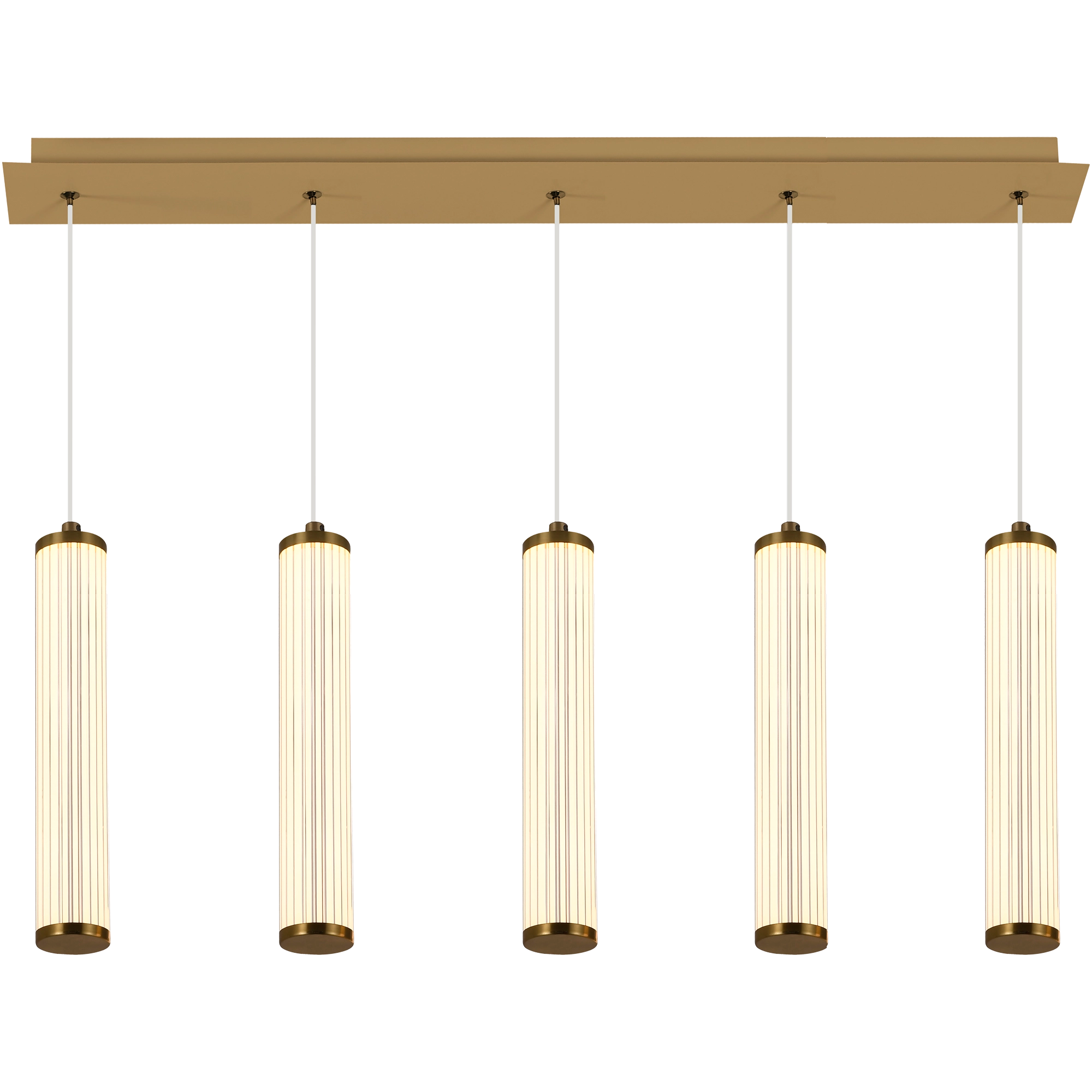 Charm Brass with Clear Cord 50W 5 Light CCT LED Bar Pendant