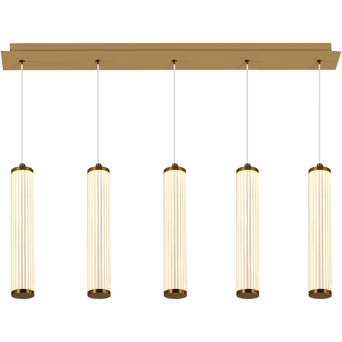 Charm Brass with Clear Cord 50W 5 Light CCT LED Bar Pendant
