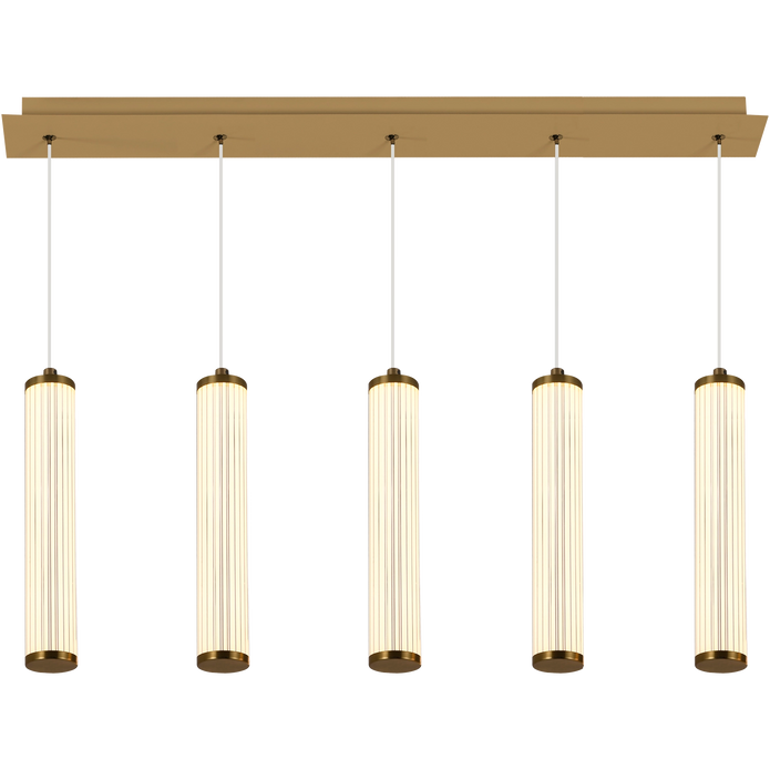Charm Brass with Clear Cord 50W 5 Light CCT LED Bar Pendant