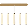 Charm Brass with Clear Cord 50W 5 Light CCT LED Bar Pendant