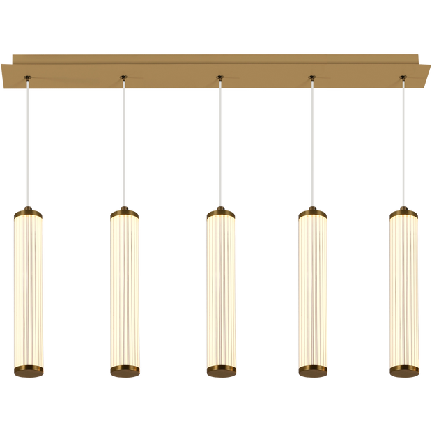 Charm Brass with Clear Cord 50W 5 Light CCT LED Bar Pendant