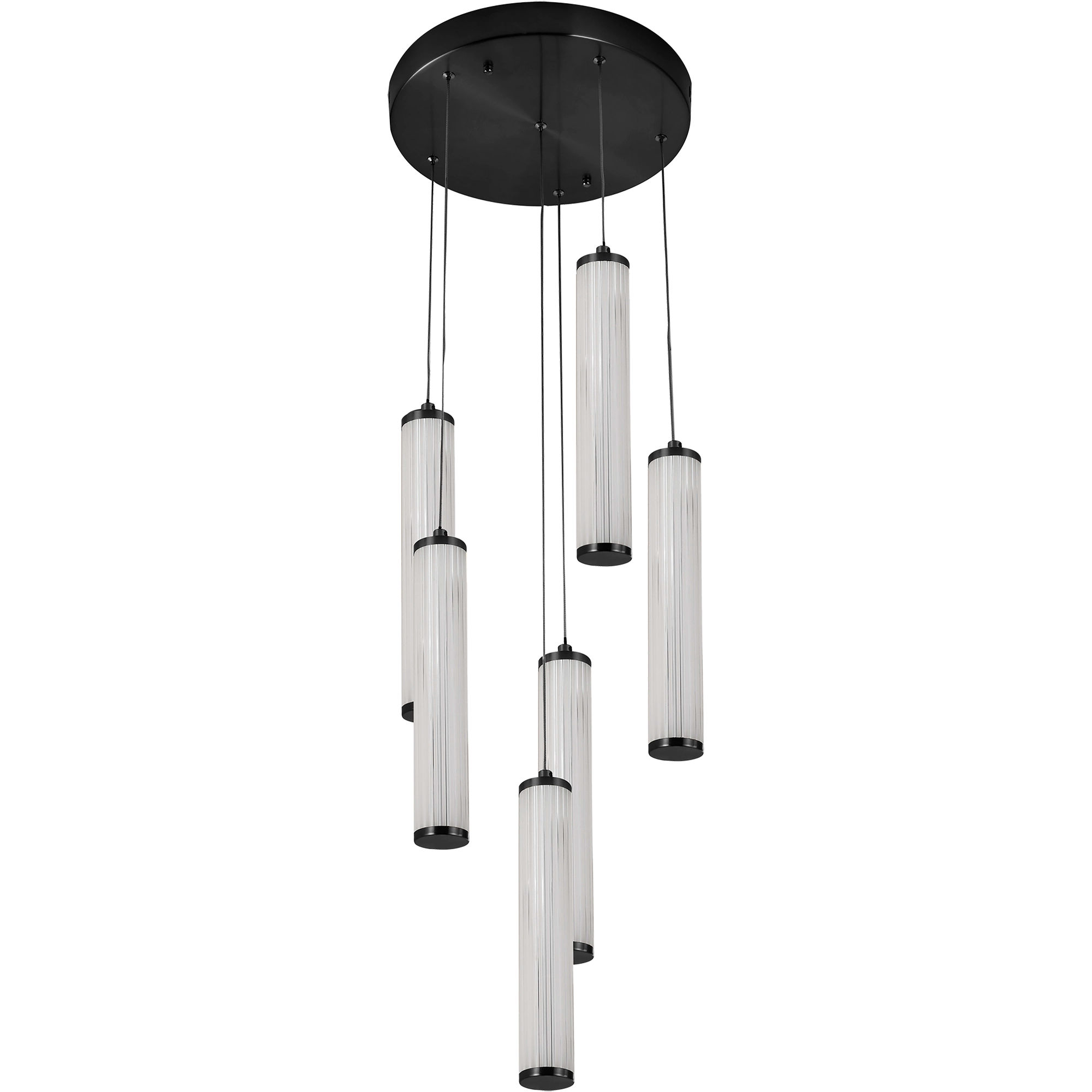 Charm Black with Black Cord 60W 6 Light CCT LED Cluster Pendant