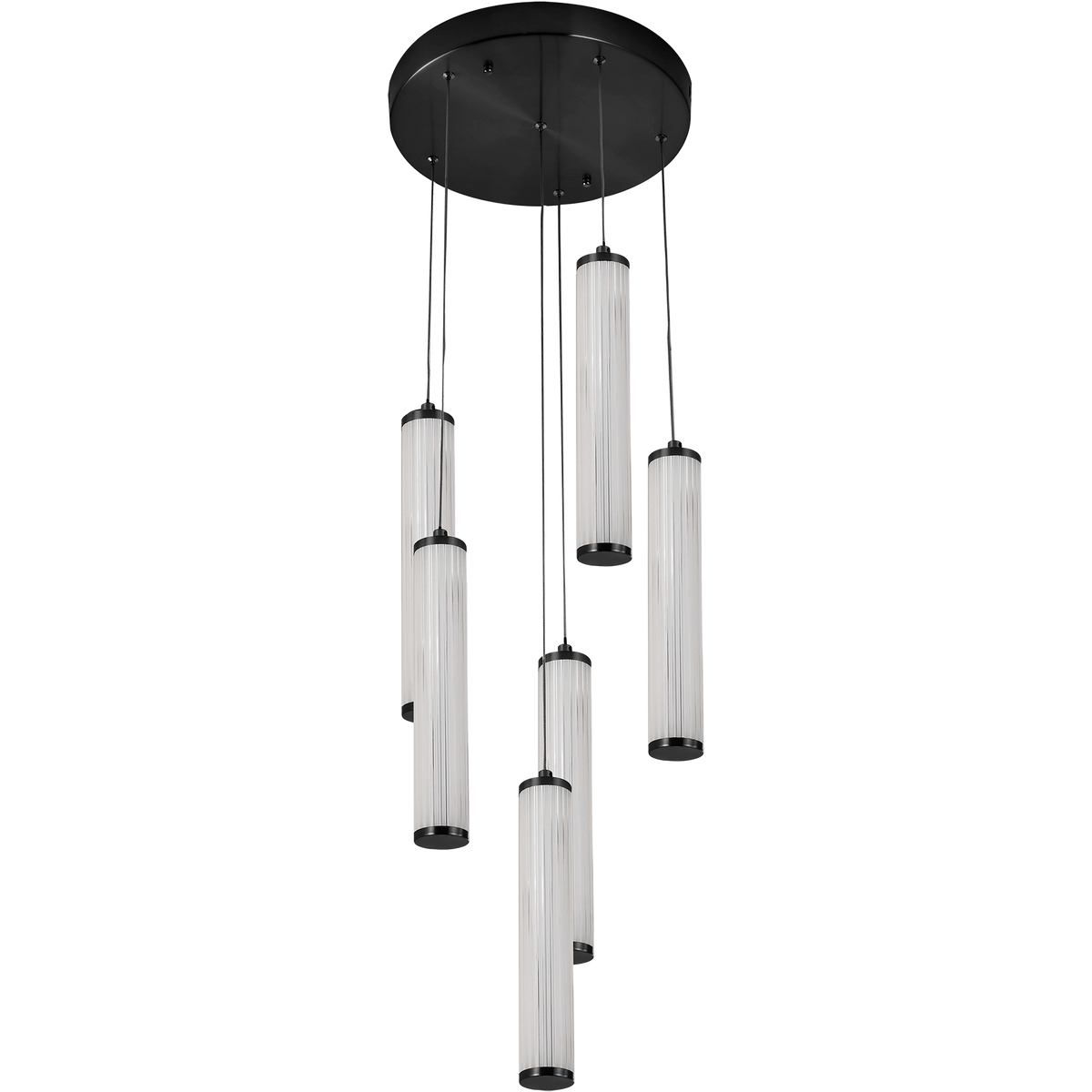 Charm Black with Black Cord 60W 6 Light CCT LED Cluster Pendant