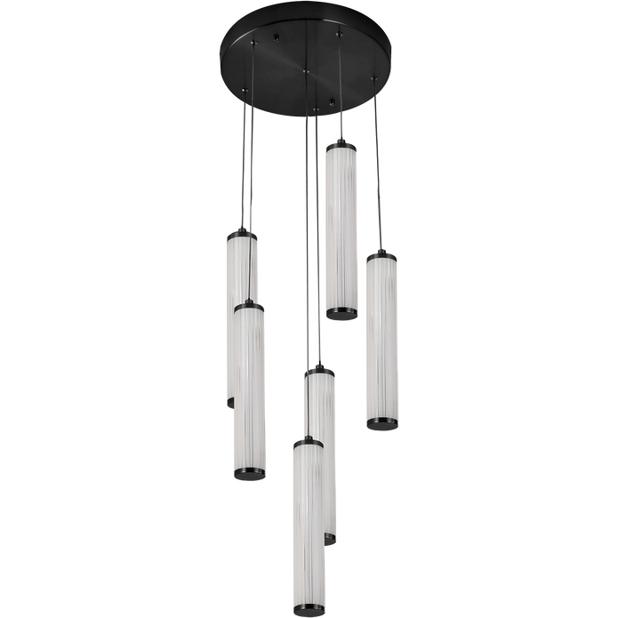Charm Black with Black Cord 60W 6 Light CCT LED Cluster Pendant