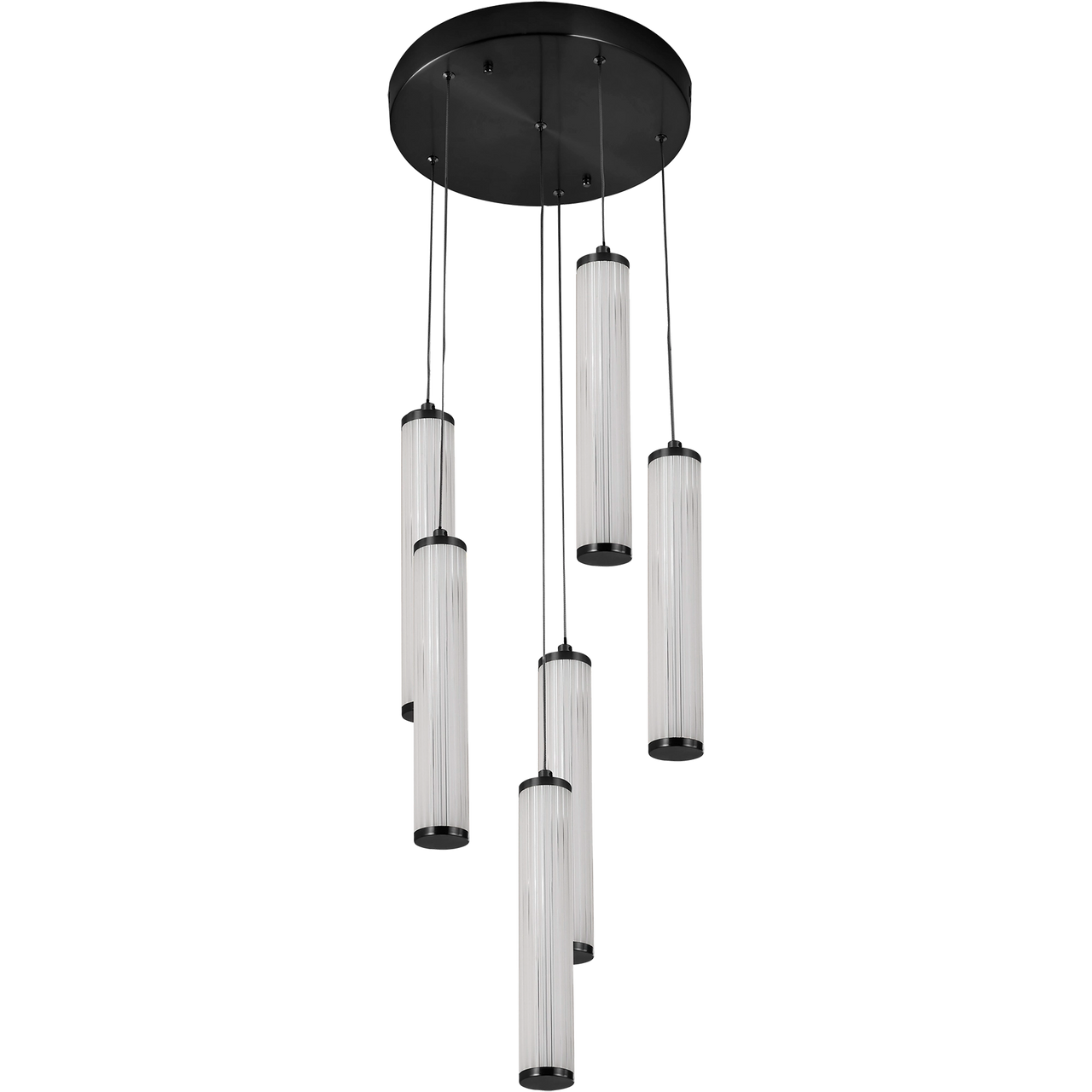 Charm Black with Black Cord 60W 6 Light CCT LED Cluster Pendant