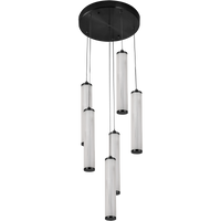 Thumbnail for Charm Black with Black Cord 60W 6 Light CCT LED Cluster Pendant