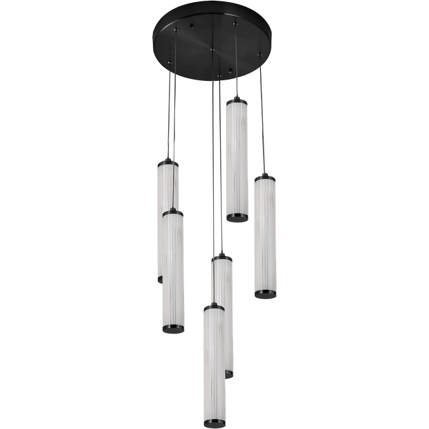 Charm Black with Black Cord 60W 6 Light CCT LED Cluster Pendant