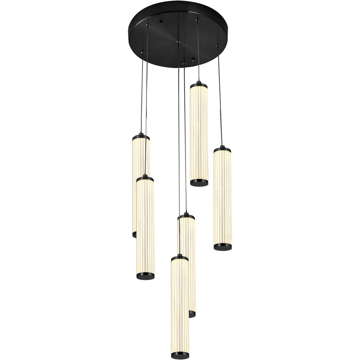 Charm Black with Black Cord 60W 6 Light CCT LED Cluster Pendant