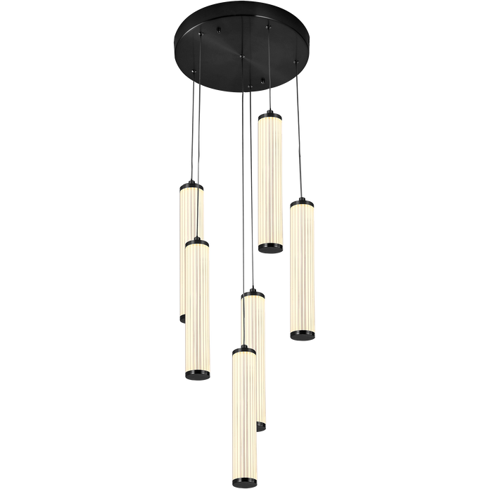 Charm Black with Black Cord 60W 6 Light CCT LED Cluster Pendant