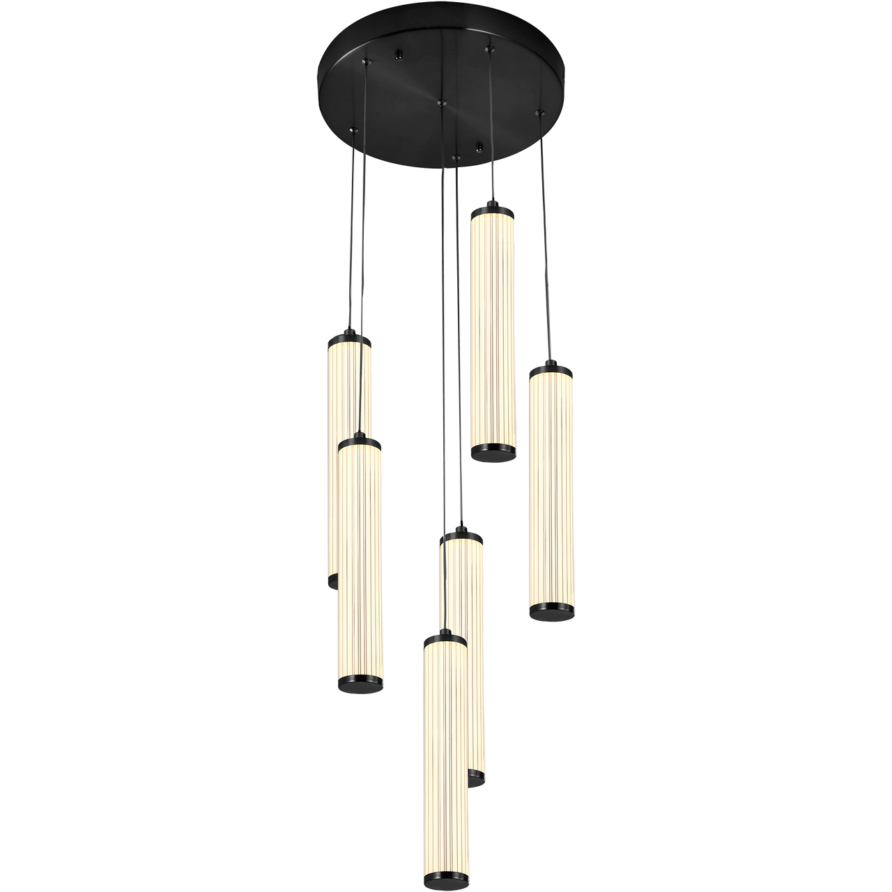 Charm Black with Black Cord 60W 6 Light CCT LED Cluster Pendant