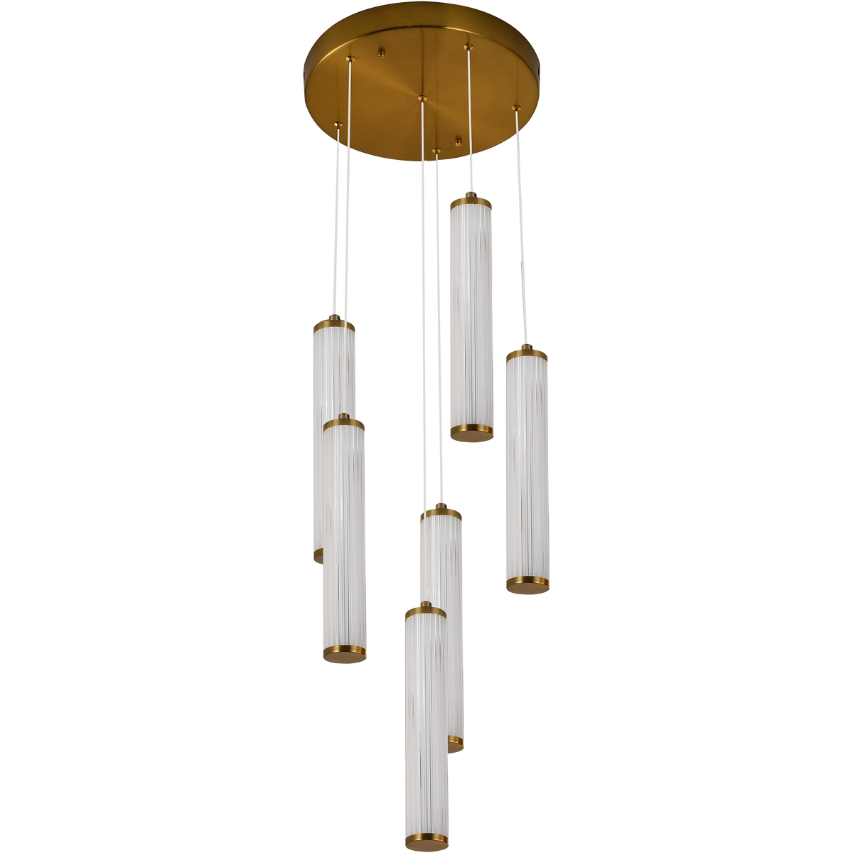 Charm Brass with Clear Cord 60W 6 Light CCT LED Cluster Pendant