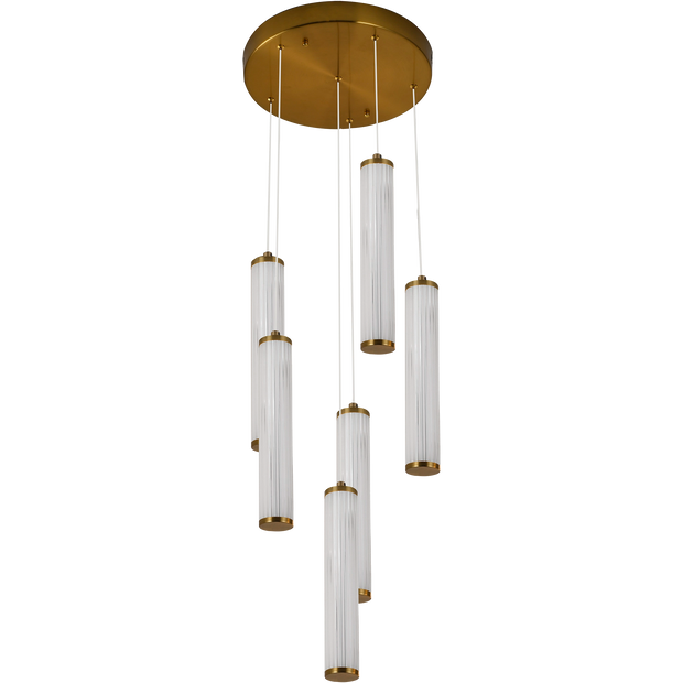 Charm Brass with Clear Cord 60W 6 Light CCT LED Cluster Pendant