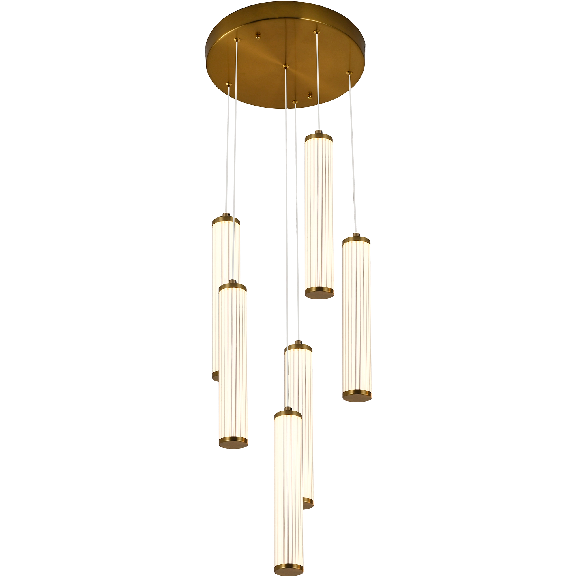 Charm Brass with Clear Cord 60W 6 Light CCT LED Cluster Pendant