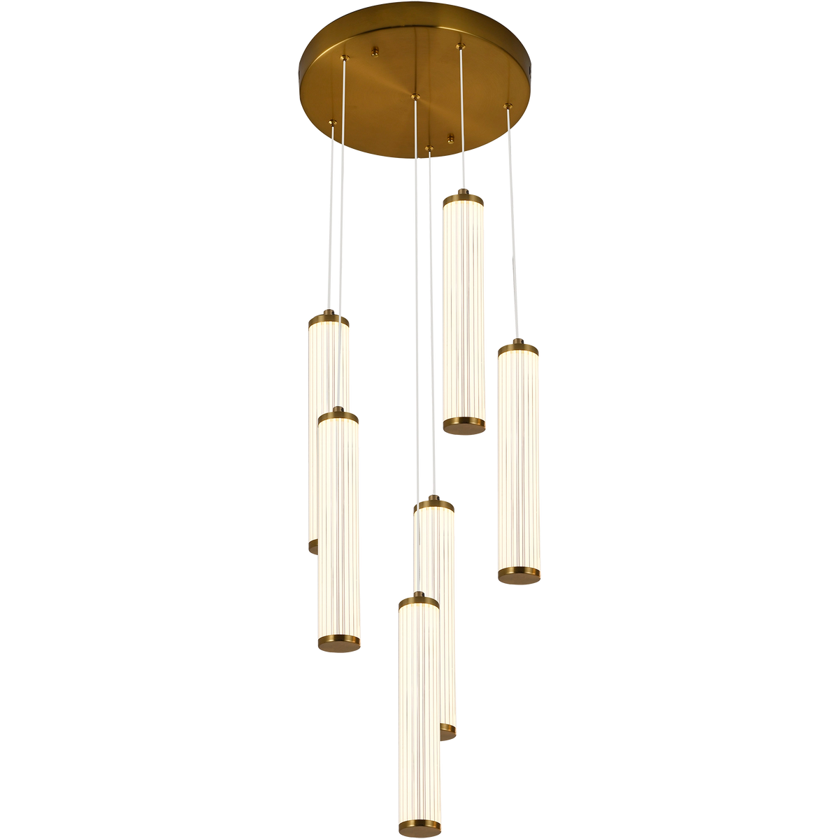Charm Brass with Clear Cord 60W 6 Light CCT LED Cluster Pendant