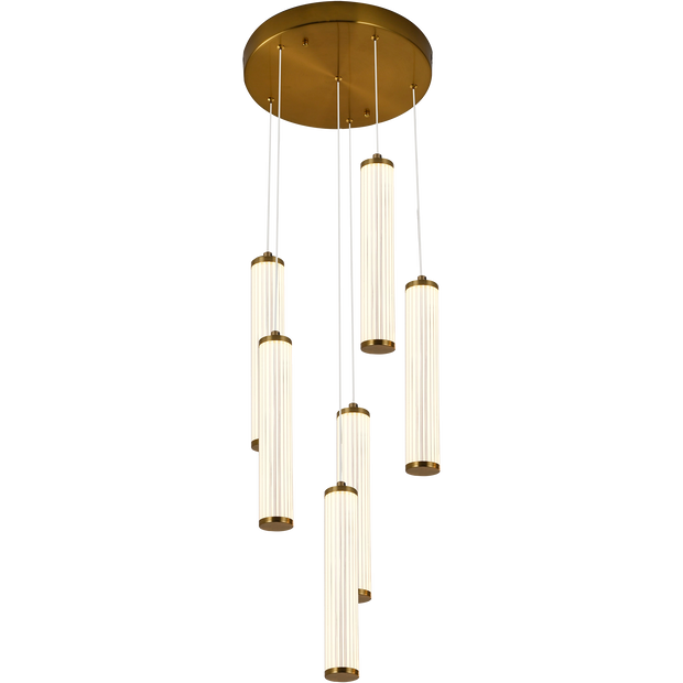 Charm Brass with Clear Cord 60W 6 Light CCT LED Cluster Pendant