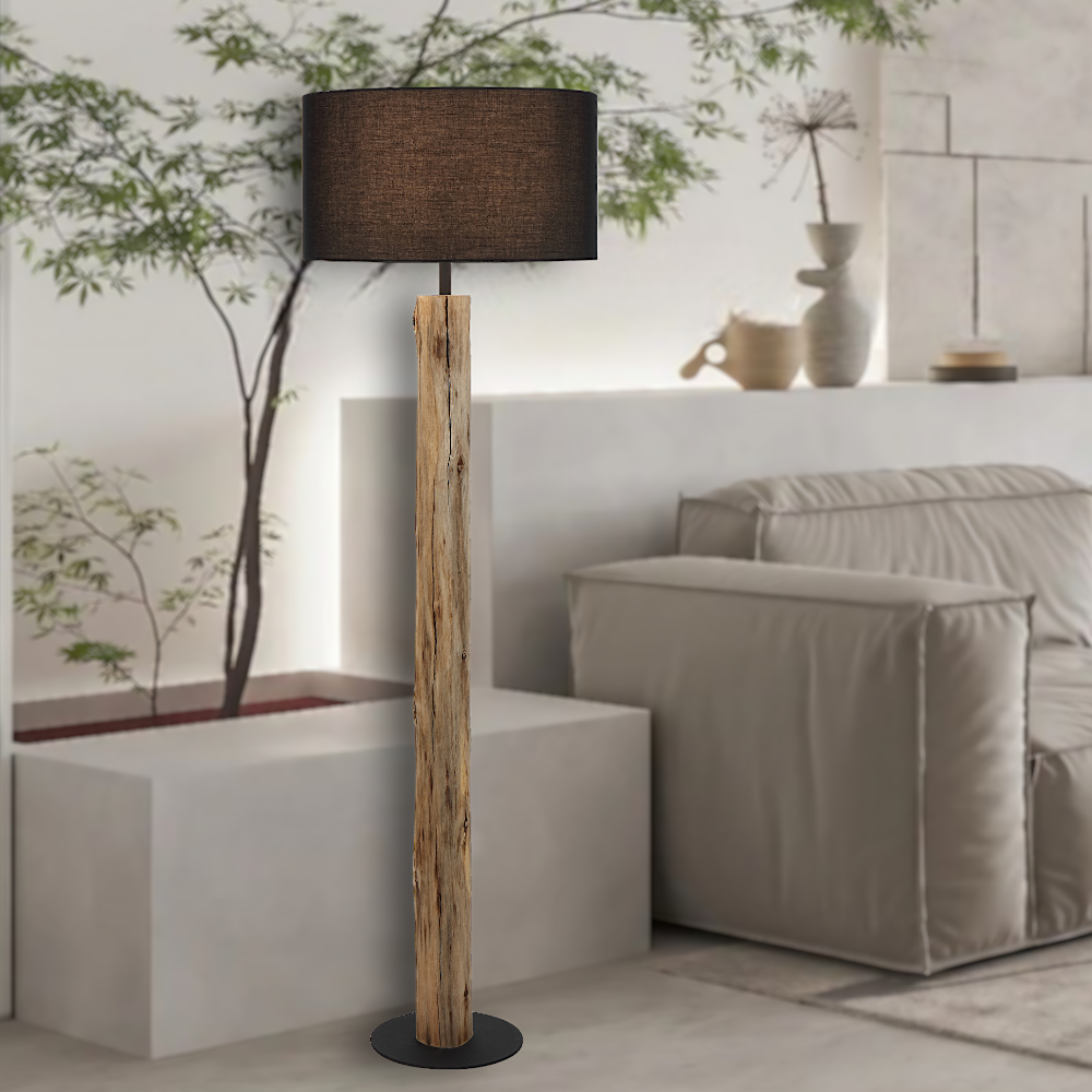 Chad Wood & Black Floor Lamp