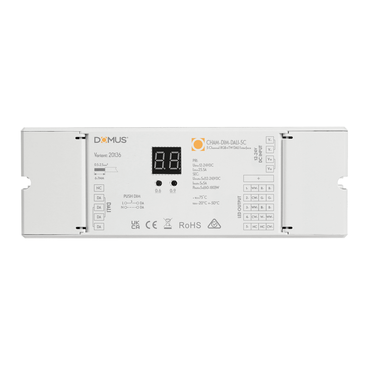 Cham Dim DALI 5CH RGB+TW Interface 12/24V