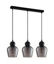 CHAMPAN: Interior Bronze Amber / Smokey Black Glass Ellipse Multiple Bar Base Pendant Lights
