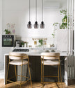CHAMPAN: Interior Bronze Amber / Smokey Black Glass Ellipse Multiple Bar Base Pendant Lights
