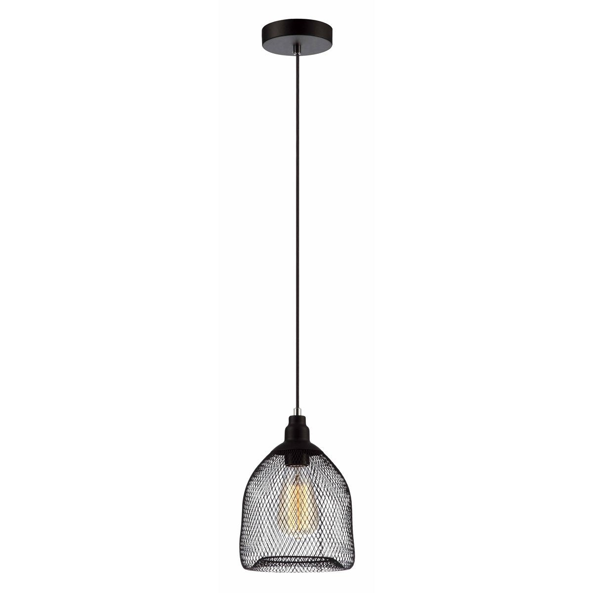 Cheveux 1 Light Bird Cage Shaped Pendant Light in Black Mesh