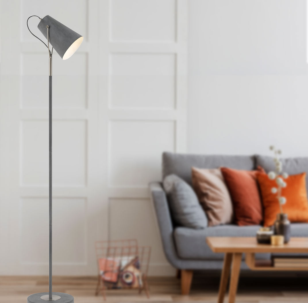 Cheviot Grey & Nickel Floor Lamp