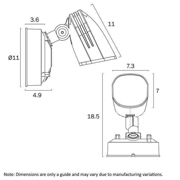 Clarion Black 1 x 10W 3CCT IP54 Exterior Spot Light